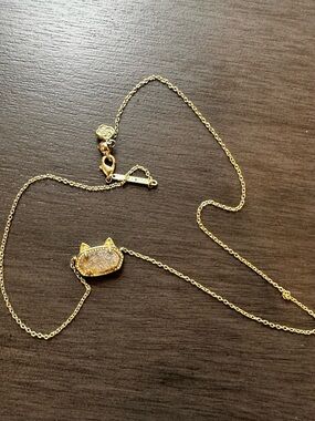 Kendra Scott Gold Cat Druzy Pendant Necklace - Women Jewelry *Flawed*
